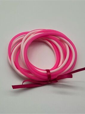 Set of 12  Pink and Pastel Pink Jelly Bracelets